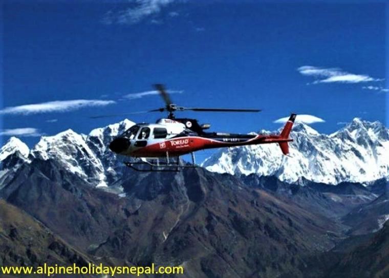 Helicopter with Mountains background