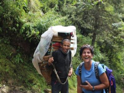 Astrid from Switzerland, doing Tengboche Monastery Trek